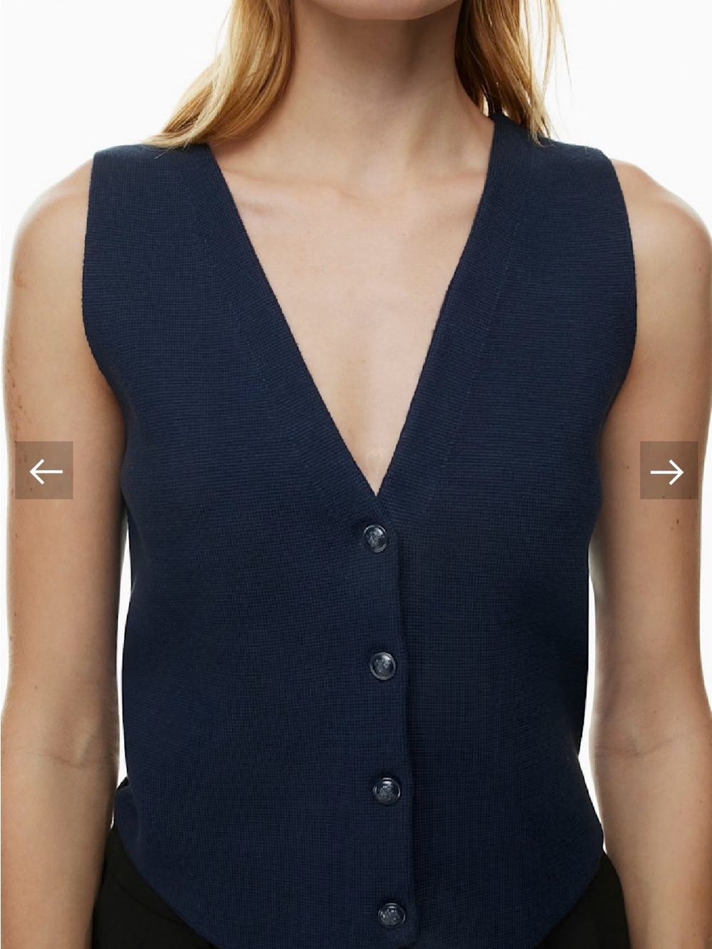 ARITZIA Babaton Navy V-Neck Button Front Knit Vest